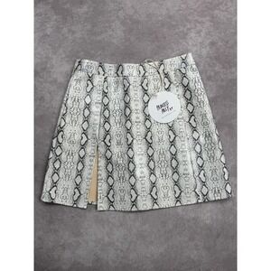 Princess Polly Samira Mini Skirt Womens Size‎ 2 AU 6 Snakeskin Faux Leather Slit